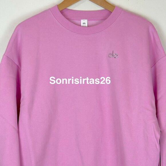 Alo Yoga Accolade Crew Neck Pullover Valentine’s Candy Heart Pink NWT Size S - Picture 3 of 16